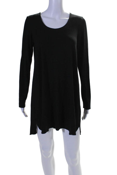 Eileen Fisher Women's Round Neck Long Sleeves A-Line Mini Dress Black Sz M