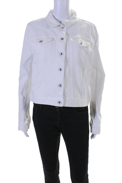 Vineyard Vines Women's Long Sleeves Button Down Jeans Jacket White Size L