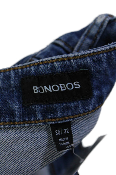 Bonobos Mens Cotton Medium Washed Buttoned Straight Leg Jeans Blue Size EUR 35