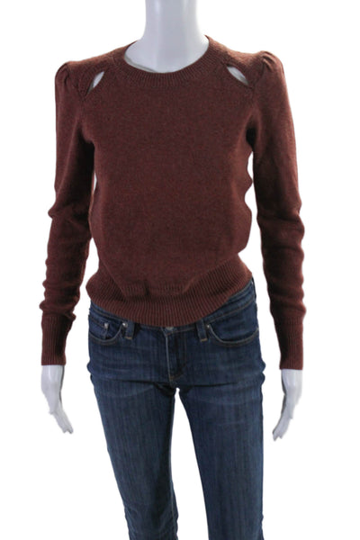 Etoile Isabel Marant Womens Cotton Cut-Out Long Sleeve Sweater Brown Size EUR 36