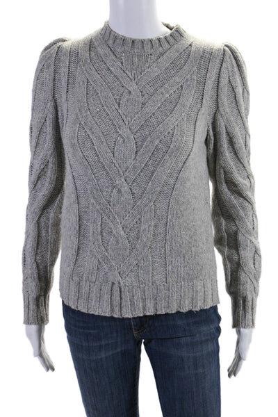 La Vie Womens Knitted Textured Long Sleeve Pullover Sweater Top Gray Size S