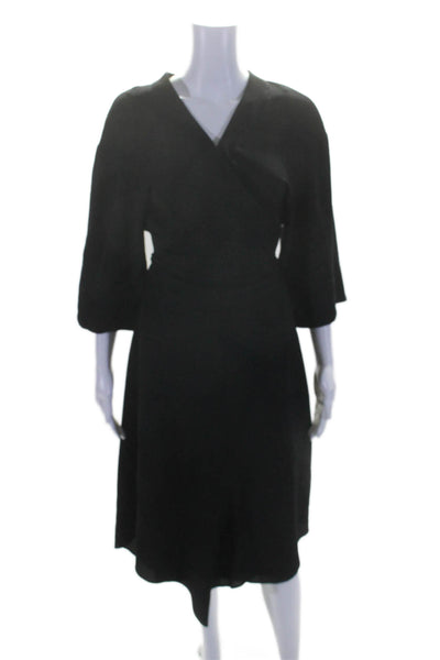 Theory Womens V Neck Long Sleeved Wrapped Wauste Tied Dress Black Size 4