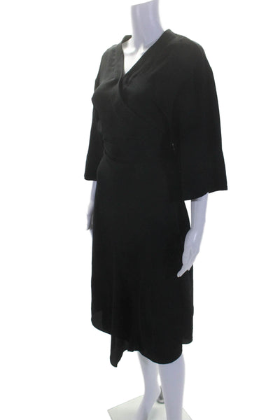 Theory Womens V Neck Long Sleeved Wrapped Wauste Tied Dress Black Size 4