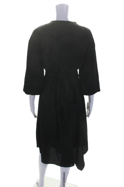 Theory Womens V Neck Long Sleeved Wrapped Wauste Tied Dress Black Size 4