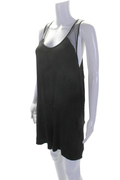 Rag & Bone Womens Sleeveless Mesh Detailed Zipped Waist Tied Romper Black Size 6