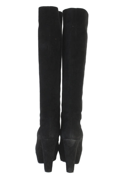 Donna Karan Collection Women's Suede Platform Heels Knee High Boots Black Size 9