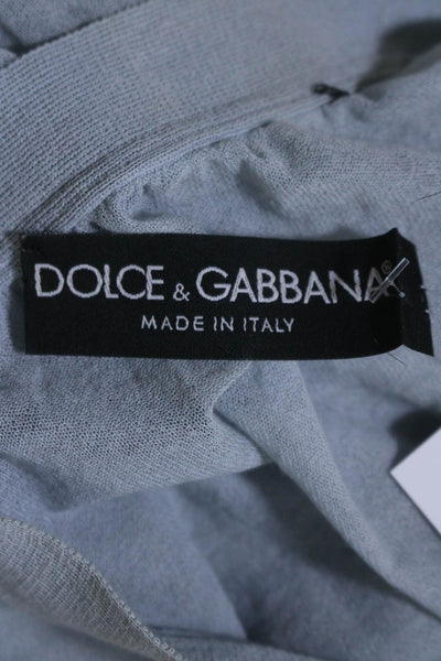 Dolce & Gabbana Womens Long Sleeve Sheer Button Down Cardigan Blue Size 42