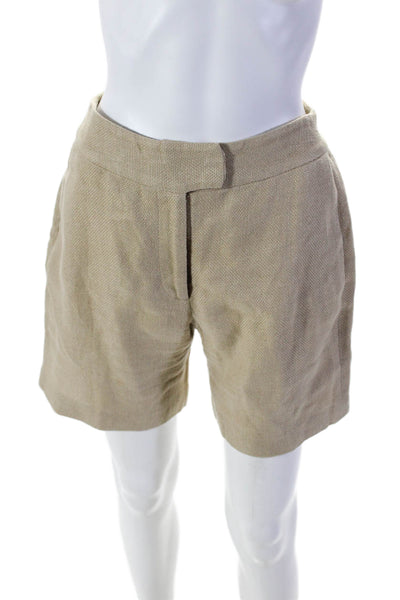 Adam Womens Wool textured Zip Lined Casual Khaki Shorts Beige Size 6