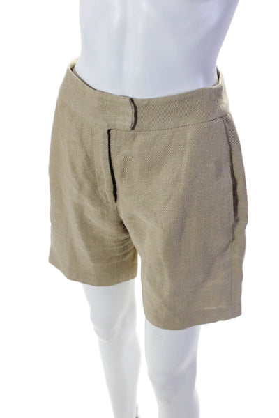 Adam Womens Wool textured Zip Lined Casual Khaki Shorts Beige Size 6