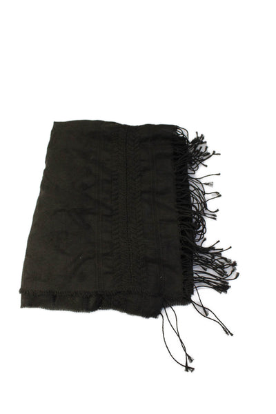 The Kooples Womens Light Weight Wide Length Fringe Trim Scarf Dark Brown