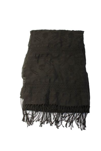 The Kooples Womens Light Weight Wide Length Fringe Trim Scarf Dark Brown