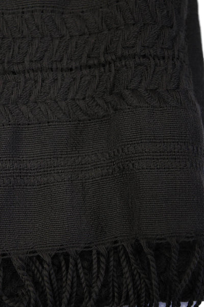 The Kooples Womens Light Weight Wide Length Fringe Trim Scarf Dark Brown