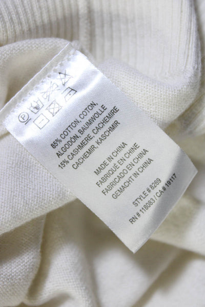 Minnie Rose Womens Cotton Blend Round Neck Sleeveless Knit Top White Size L