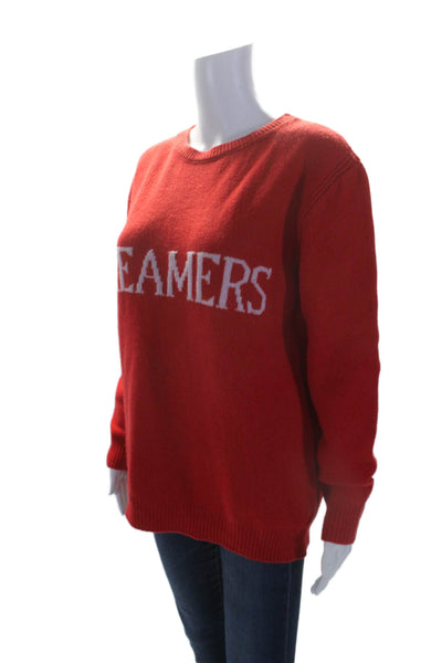 Alberta Ferretti Womens Oversized Scoop Neck Dreamers Sweater Red Wool Size 6