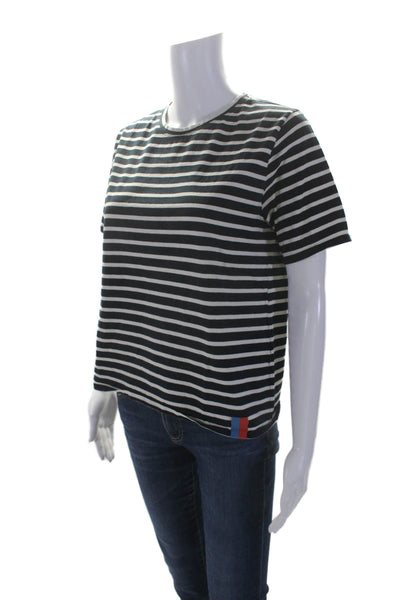 Kule Womens Short Sleeve Crew Neck Striped Tee Shirt Navy White Size Medium