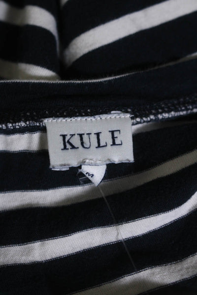 Kule Womens Short Sleeve Crew Neck Striped Tee Shirt Navy White Size Medium