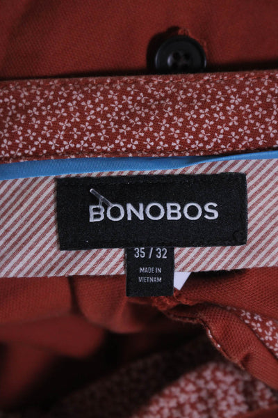 Bonobos Men's Button Closure Pockets Straight Leg Dress Pants Orange Size 35