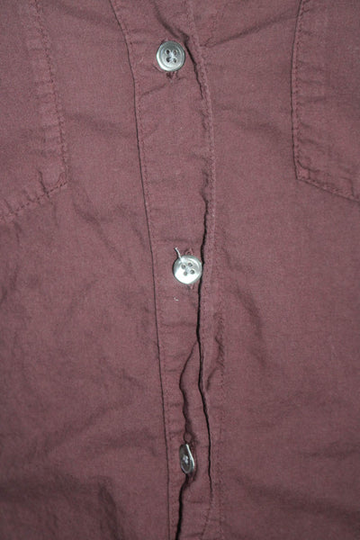 Standard James Perse Womens Button Front 3/4 Sleeve Shirt Burgundy Cotton Size 2