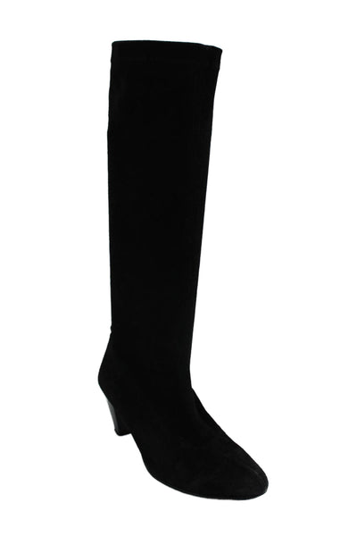 Robert Clergerie Womens Slip On Block Heel Knee High Boots Black Suede Size 10