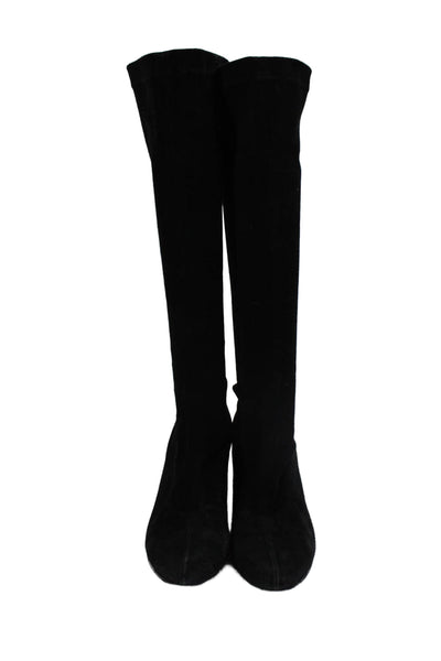 Robert Clergerie Womens Slip On Block Heel Knee High Boots Black Suede Size 10