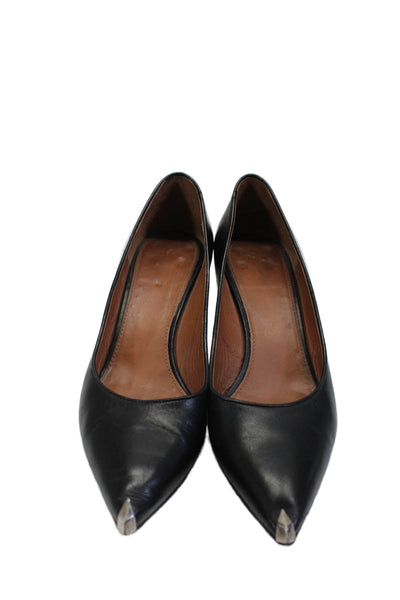 Givenchy Womens Slip On Stiletto Pointed Toe Pumps Black Leather Size 40