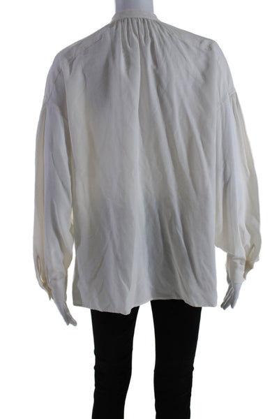 Vince Womens Silk Long Sleeve V Neck Cuffed Blouse White Size S