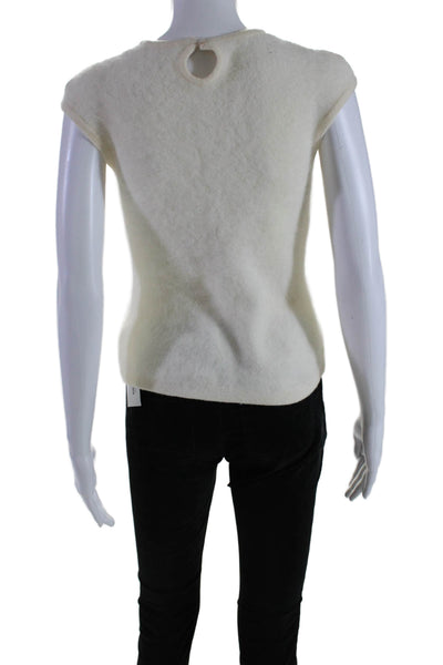 Marlen Women's Round Neck Sleeveless Pullover Sweater Cream Size S