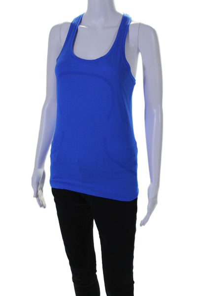 Lululemon Womens Sleeveless Scoop Neck Criss Cross Fitted Tank Top Blue Size S