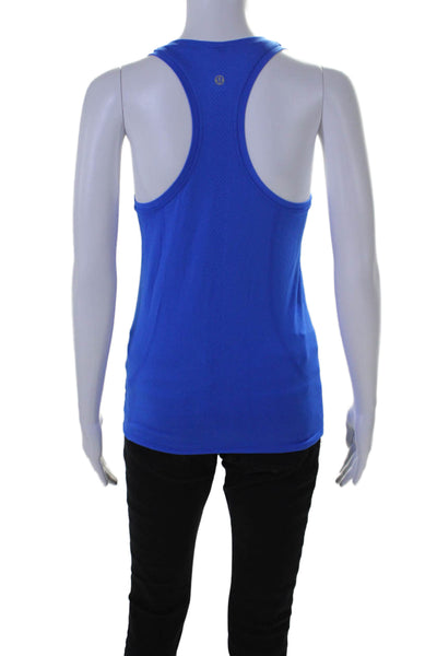 Lululemon Womens Sleeveless Scoop Neck Criss Cross Fitted Tank Top Blue Size S