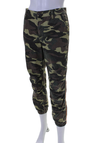 Sundry Womens Cotton Button Zip Cuff Elastic Bottom Camo Pants Green Size EUR 26