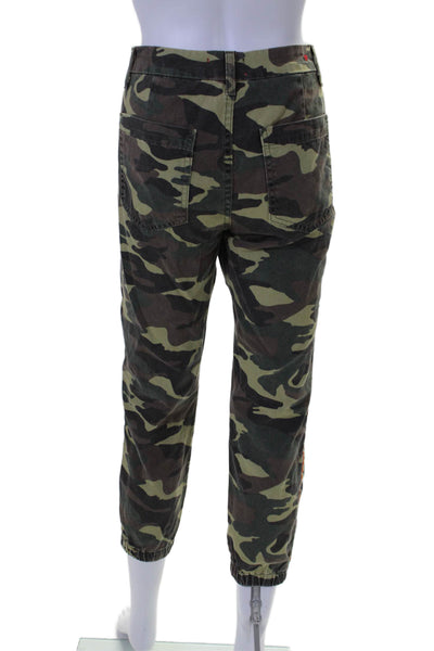 Sundry Womens Cotton Button Zip Cuff Elastic Bottom Camo Pants Green Size EUR 26