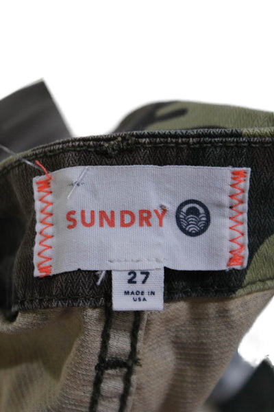 Sundry Womens Cotton Button Zip Cuff Elastic Bottom Camo Pants Green Size EUR 26