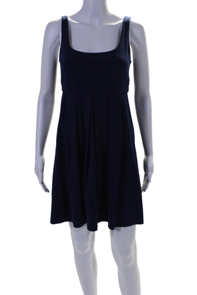 Susana Monaco Women's Scoop Neck Sleeveless Flare Mini Dress Navy Blue Size S