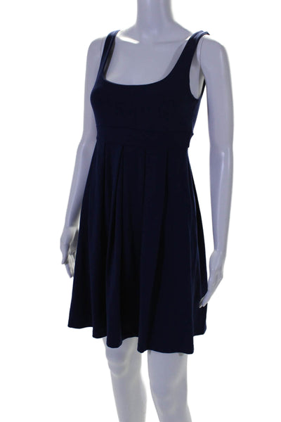 Susana Monaco Women's Scoop Neck Sleeveless Flare Mini Dress Navy Blue Size S