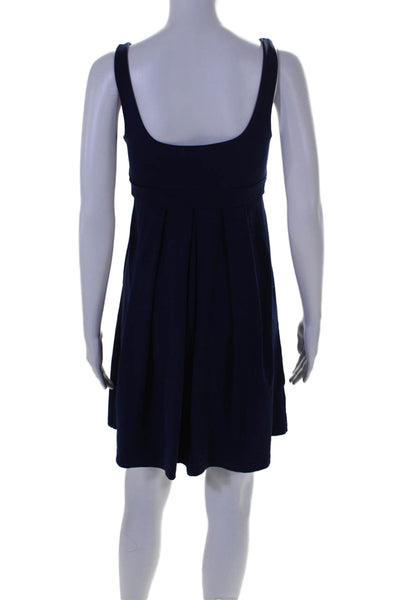 Susana Monaco Women's Scoop Neck Sleeveless Flare Mini Dress Navy Blue Size S