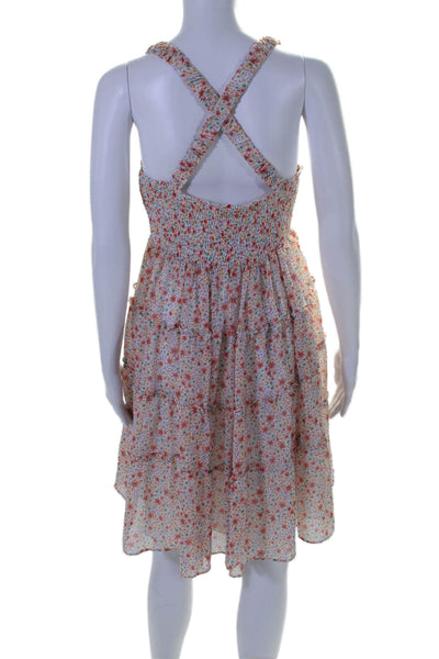 Jacquie The Label Womens Square Neck Sleeveless Smocked Floral Mini Dress Size M