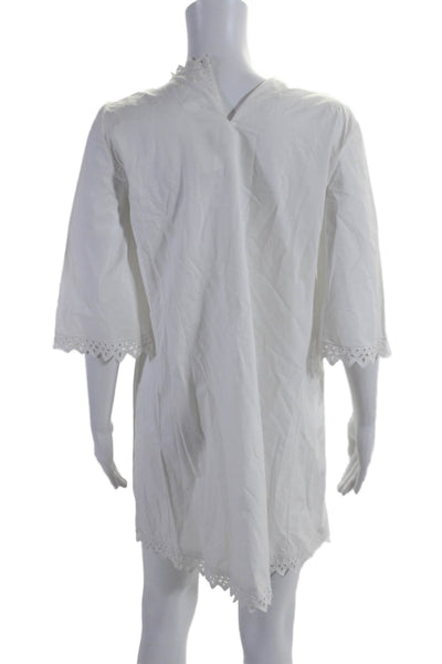 Etoile Isabel Marant Womens Cotton Geometric Embroidered Dress White Size 34