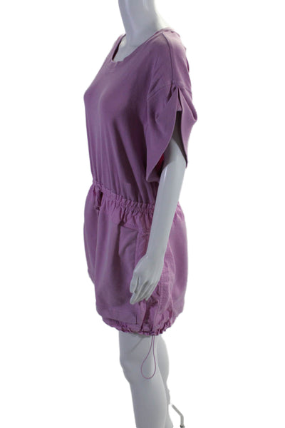 Daily Practice Womens Pink Ribbed Tie Waist Short Sleeve Shift Dress Size XL