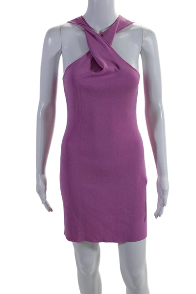 Atoir Womens Solid Pink Crisscross Front Sleeveless Mini Dress Size 6