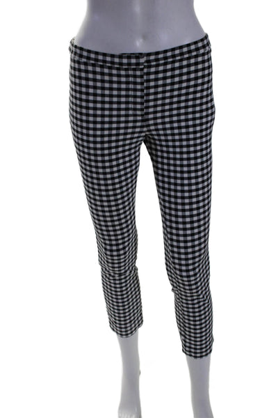 Theory Womens Black White Gingham Print High Rise Straight Trouser Pants Size 2