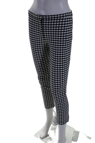 Theory Womens Black White Gingham Print High Rise Straight Trouser Pants Size 2