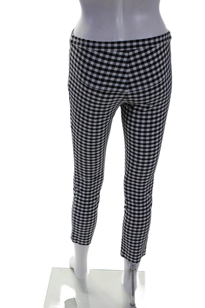 Theory Womens Black White Gingham Print High Rise Straight Trouser Pants Size 2