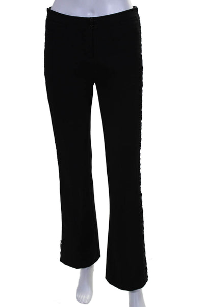 Biscote Women's Hook Closure Flat Front Straight Leg Dress Pants Black Size 38