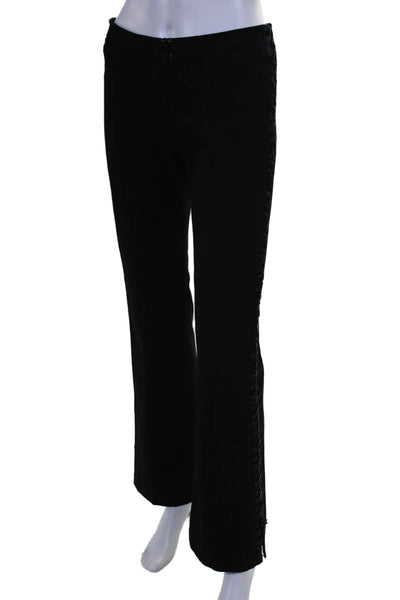 Biscote Women's Hook Closure Flat Front Straight Leg Dress Pants Black Size 38