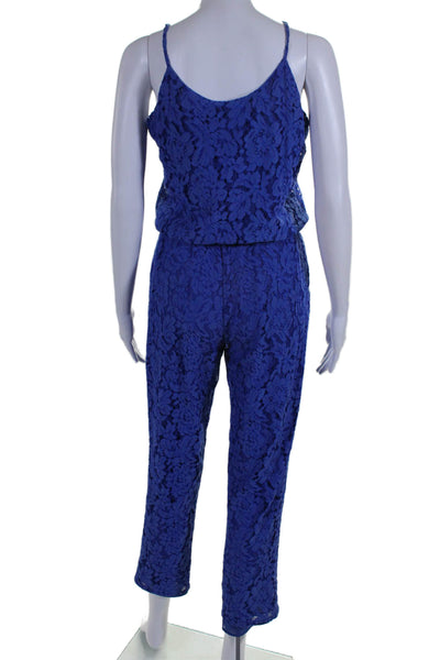 Alexis Women's V-Neck Spaghetti Straps Straight Leg Lace Jumpsuit Blue Size XS