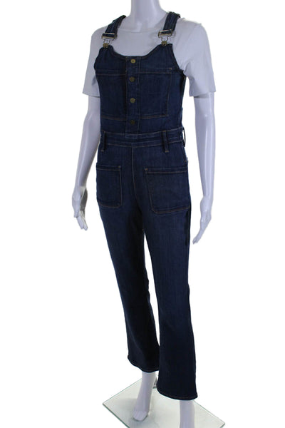 Frame Denim Womens Denim Sleeveless Flare Leg Overalls Blue Size Extra Small