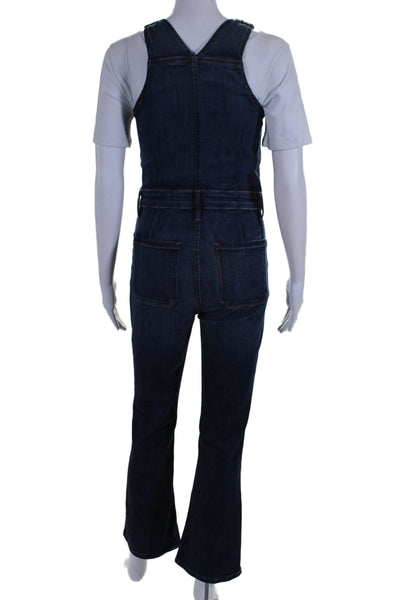 Frame Denim Womens Denim Sleeveless Flare Leg Overalls Blue Size Extra Small