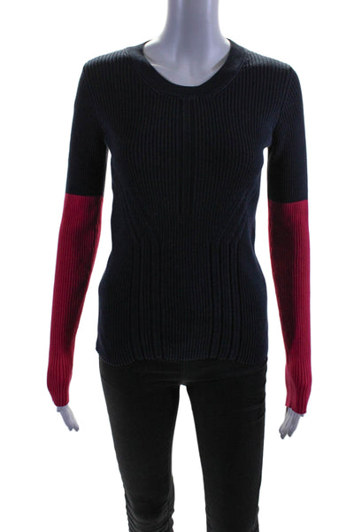 Cedric Charlier Womens Long Sleeve Colorblock Knit Sweater Blue Size 6 11684215