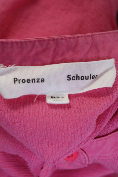 Proenza Schouler White Label Womens Half Button Long Sleeve Shirt Pink Medium