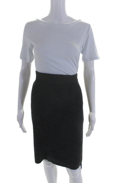 Madewell Womens Elastic Waistband Ribbed Knti Pencil Skirt Gray Size Medium